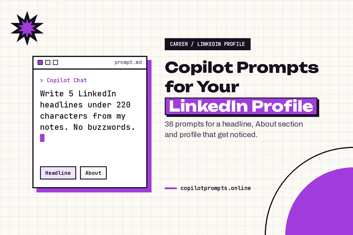 Copilot prompt for linkedin profile featured image