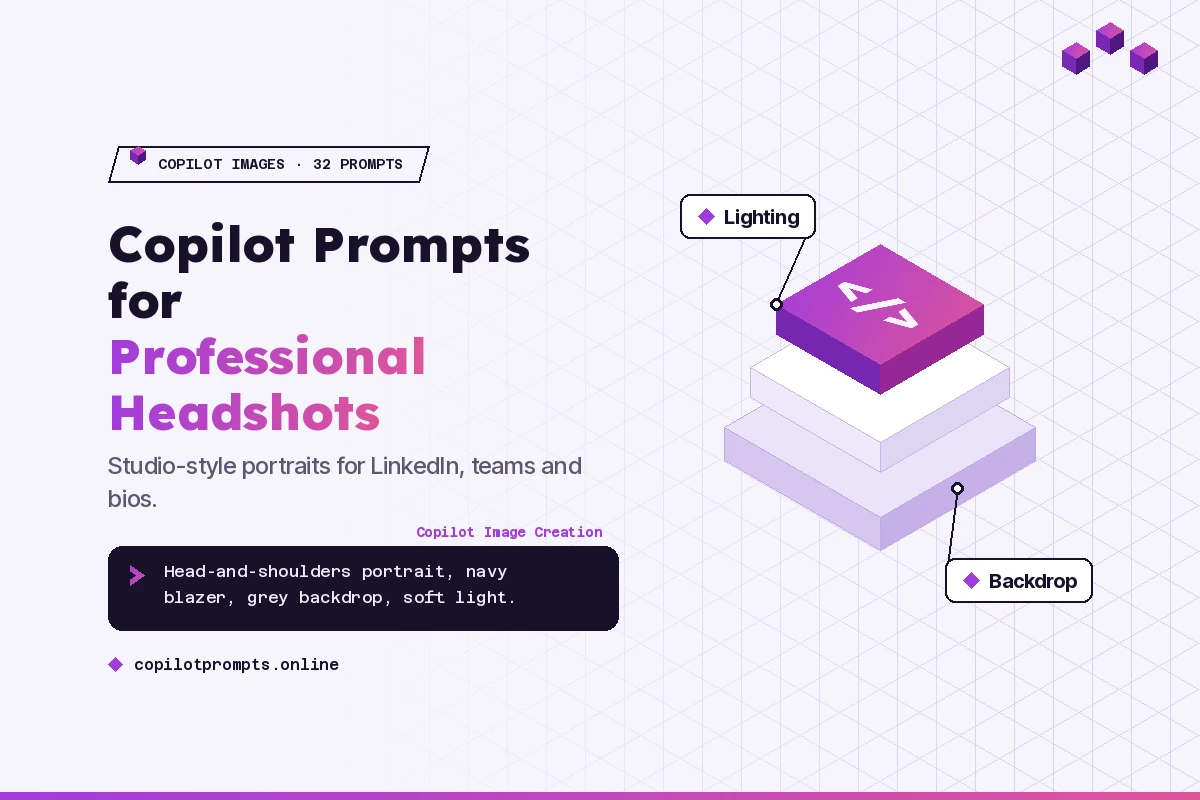 Copilot prompt for professional headshot featured image