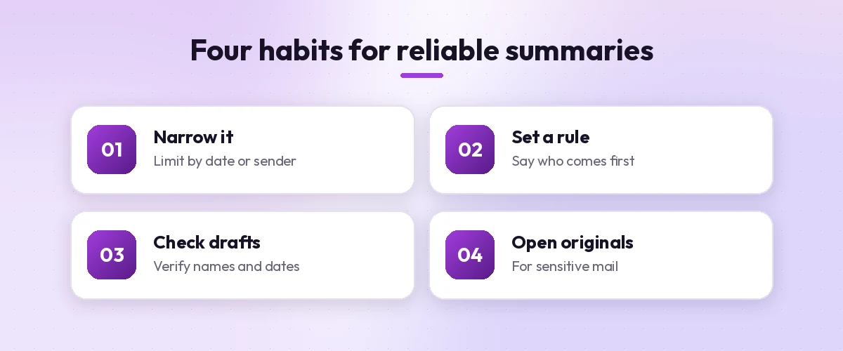 Four habits that make any copilot prompt for unread emails more reliable