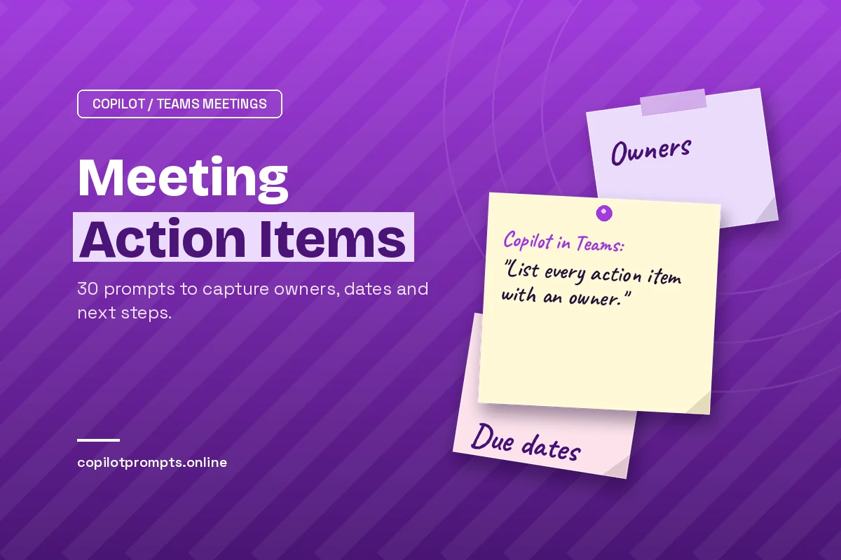 Copilot prompts for meeting action items featured image