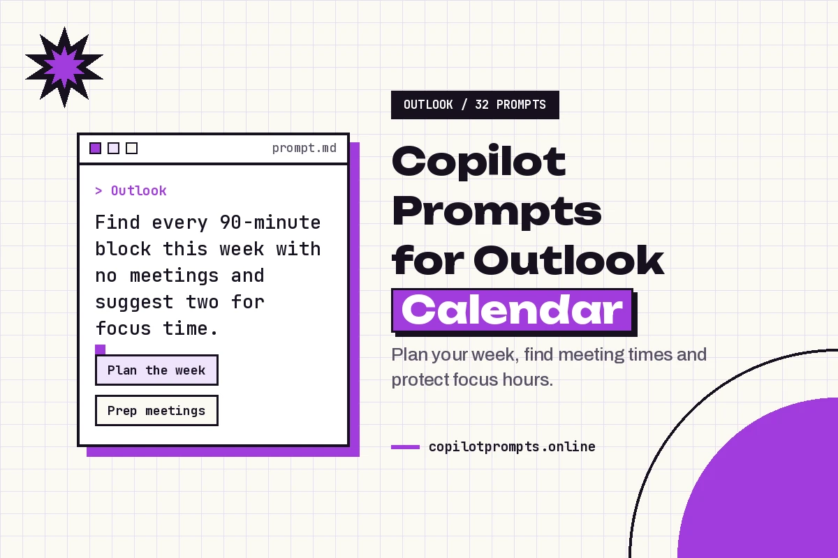 Copilot prompts for outlook calendar featured image