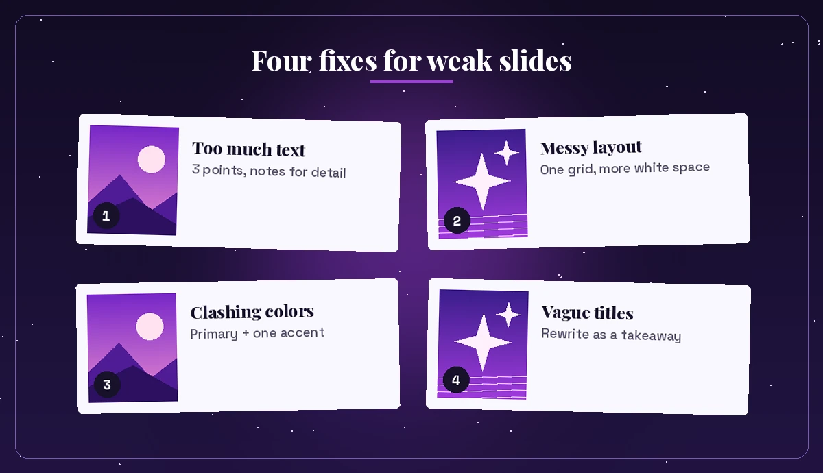 Four fixes for common slide design problems with Copilot prompts