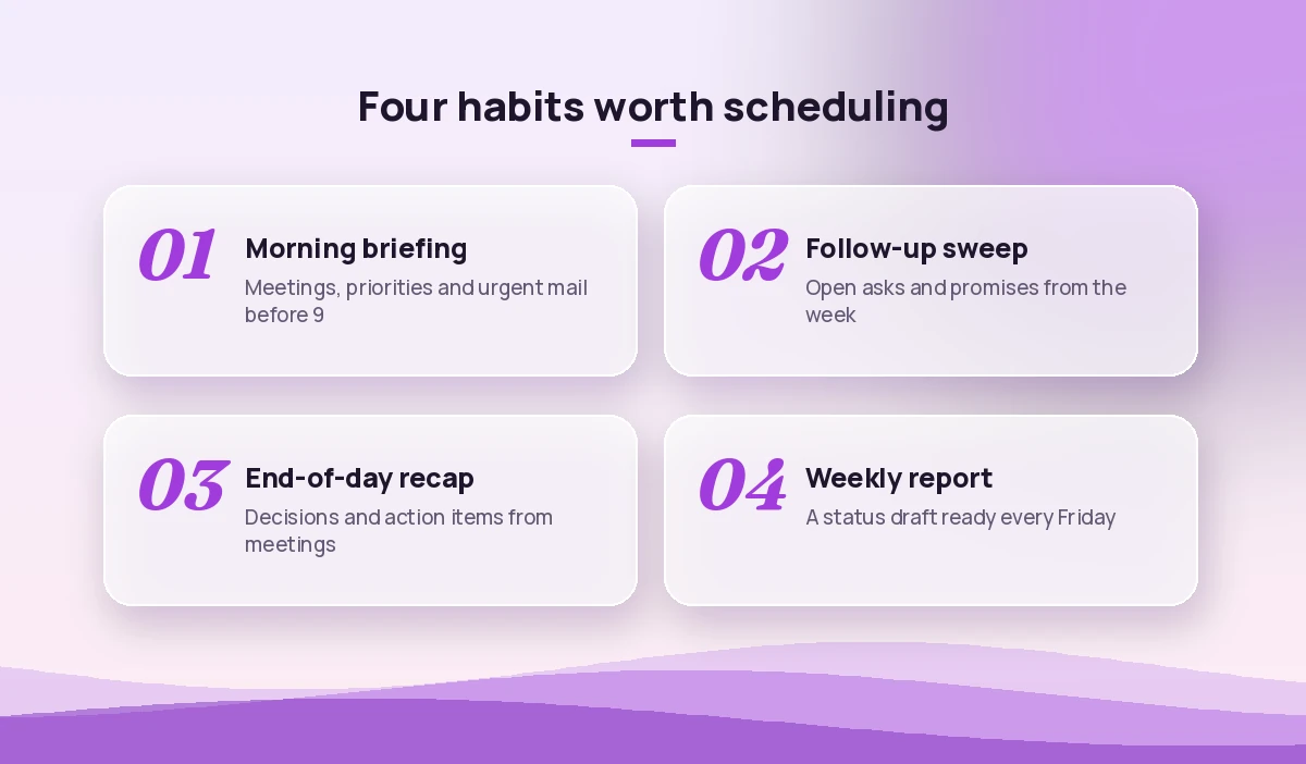 Four routines that work well as copilot scheduled prompts