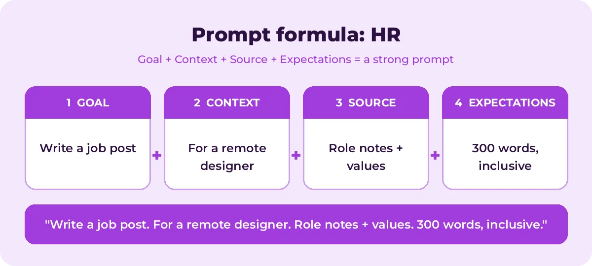 Copilot Prompts for HR formula with a worked example