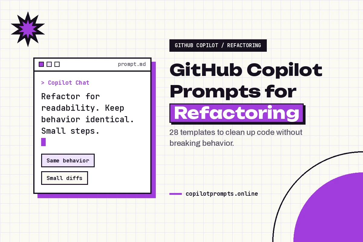 Github copilot prompts for refactoring featured image